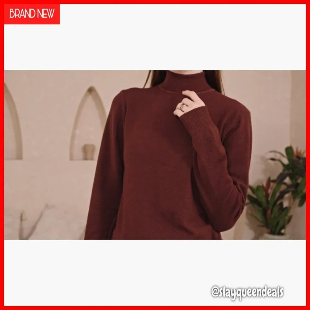 Long Sleeve Turtleneck Pullover Sweater, Soft Knit, Regular Fit, Winter Fashion